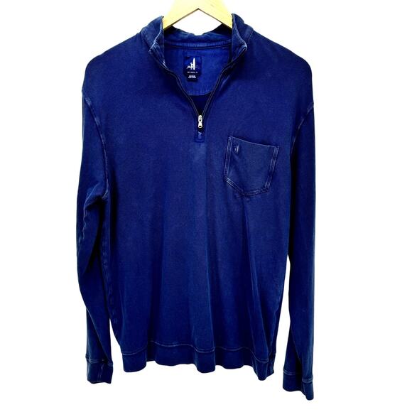 Johnnie-O 1/4 Zip Mens Medium Cadet Blue Derek Performance Pique Long Sleeve - Picture 1 of 9